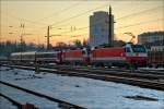 br-1014 1014 03 + 14 mit einem Messzug in Knittelfeld.
8.2.2010