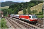 br-1014 1014 003 + 1014 014 fahren mit dem Messzug SPROB 97754 von Semmering nach Eichberg.Getestet wurden die beiden Talns. 
Breitenstein 3.7.2010