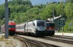 Railjet-Testlok 1016 034 fahrt mit dem IC652 von Graz gerade ... Railjet-Testlok 1016 034 fahrt mit dem IC652 von Graz gerade ...