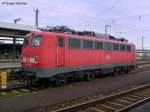 15.04.2010: BR 110 231 8 abgestellt in Karlsruhe Hbf.  ...