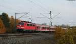BR 111 mit Zugen 111 177-2 mit dem RE 34618 (N�rnberg Hbf-W�rzburg Hbf) bei Iphofen 31.10.09