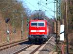 BR 111 mit Zugen Der RE4 wird am 06.04.2010 von 111 113-7 von Aachen West nach Herzogenrath geschoben.
