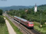 BR 111 mit Zugen RB 31092 (Basel Bad Bf-Offenburg) mit Schublok 111 061-8 bei Denzlingen 14.7.10
