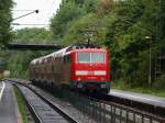 111 157-4 schiebt am 27.08.2010 den RE1 durch Eilendorf weiter ...