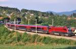 1116 207 samt doppelter Railjet Garnitur am 11.8.2010 kurz vor ...