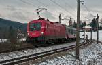 1116 003 bef�rderte am 03.01.2010 eine (leere) rollende Landstra�e (Zug ...