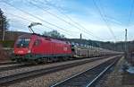 br-1116-vor-guterzugen 1116 187 bef�rdert am 22.02.2010 um 16:19 einen Autoganzzug Richtung Westen kurz vor Tullnerbach-Pressbaum.