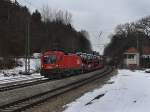 Die 1116 140 mit einem G�terzug am 13.03.2010 bei der ...