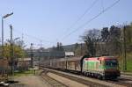 Verh�ltnism��ig lang war am 17.04.2010 der Audi-Zug.
1116 007 bespannte den ...