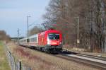 br-1116-vor-personenzugen 1116 113-0 mit IC 2083 'K�nigssee' Hmb.-Altona - Berchtesgaden, am 25.03.2010 am B� Vogl bei Gro�karolinenfeld