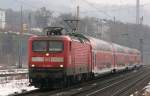 112 160-7 Mit dem RE7 in Wuppertal Steinbeck,6.2.2010.  ...