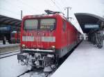 BR 112 118 mit seinen RE 5 in Lutherstadt Wittenberg, ...