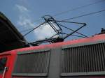 Hier sieht man einen Stromabnehmer von der DB Lok 113 ...