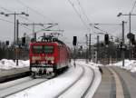 BR 114 Eine unbekannte 114 f�hrt mit einem RE 1 Frankfurt(Oder) in den Berliner Hbf. am 13.02. ein.