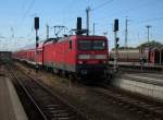 Einfahrende 114 040 am 05.Juni 2009 in Stralsund Hbf.  ...