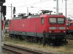 BR 114 Sofort entdeckte ich 114 003-7, als ich mit dem Regionalexpress aus Dresden angekommen war. Interessanterweise fiel mit mir die Zugzielanzeige auf. Cottbus Hbf, 22.07.2010