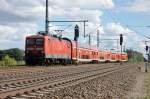 114 004 mit dem RE4 Wittenberge (RE 38236) in Friesack(Mark). ...