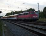 BR 115 Nach der Ankunft aus Wien,am 31.August 2009,in Binz schob 115 336 den Leerpark auf das Abstellgleis wo der Zug die Nacht verbrachte.
