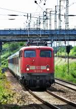 BR 115 115 509 bringt am 26.06.2010 den Eurocity von Binz nach Stralsund