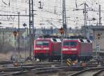 BR 120 Schwesterntreffen im Bf Stralsund am 03.04.2010 mit 120 132 und 120 154