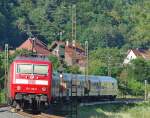 BR 120 120 146-6 schiebt ihren IC durch Mecklar weiter in Richtung Bebra. Aufgenommen am 07.07.2010.