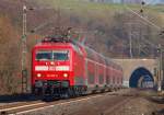 120 206-8 zieht am 03.03.2011 RE9 (RSX = Rhein-Sieg-Express) auf ...