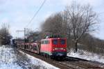 140 681 mit einem Autozug am 6.3.10 in Ahlten.  ...
