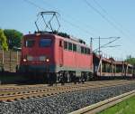 BR 140 mit Zugen 140 716-2 mit leeren Autotransportwagen in Fahrtrichtung S�den durch Ludwigsau-Friedlos. Aufgenommen am 08.07.2010.