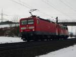 BR 143 Lokportraits 143 077-6 & 110 411 zwischen Gem�nden (Main) und Karlstadt (Main), am 03.02.2010