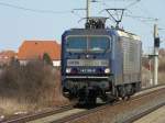 BR 143 Lokportraits BR 143 186 der RBH No. 105, am 09.03.2010, Durchfahrt Gerichshain.