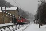 143 883-7 hat ihren Zielbahnhof Sch�na fast erreicht. Krippen am ...