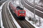 BR 143 mit Zugen 143 002 befindet sich am 07.02.10 auf Betriebsfahrt. Die Fahrt ging Richtung Wittenberg.