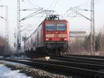 Durchfahrt RE 7 am Abzw. Gr�nauer Kreuz S�d am 25.02.2010 ...