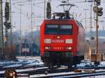 Hochbetrieb am 06.01.2010 in Aachen West. 145 012-1 rangiert an ...