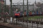 145 057 mit GZ in Richtung Ludwigshafen.An 30.03.10 in Mannheim.(Sory ...