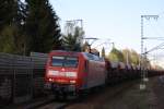 BR 145 mit Zugen 145 032 f�hrt am 21.04.2010 mit einem G�terzug durch den Bahnhof Braunschweig Weddel