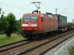 BR 145 mit Zugen 145 010-5 der DB Cargo, in Gerichshain Richtung Dresden, 10.06.2010.