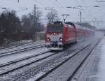 BR 146 mit Zugen 146 *** mit ihrem RE sauste am 09.01.2010 durch den S-Bahnhof Dedensen/G�mmer in Richtung Seelze.