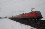 BR 146 mit Zugen 146 118 mit RE von Mannheim Hbf nach Frankfurt(Main)Hbf als Schublok.Am 14.02.10 in Lampertheim.