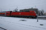 BR 146 mit Zugen Mitzieher in F�rth/Bayern. 
146 243-1 am tr�ben 14.02.10