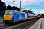 BR 146 mit Zugen 146 520-2 f�hrt X80004 nach Leipzig.     Neustrelitz am 17.07.08 
