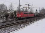 Eine BR 151 kurz vor dem Beueler Bahnhof am 11.2.10. ...