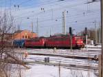 BR 151 151 100 und 151 118 am 22.02.10 im Bahnhof Guben