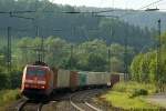 BR 152 152 135 mit einem Containerzug am 20.7.2007 in Burghaun.
