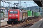 152 046-9 durchf�hrt mit einem-Hangartner- den Bhf Neustrelitz.
am 17.07.08  ...