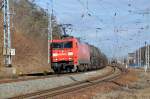 BR 152 Mit Lichtgru� konnte ich am 27.02.10 die 152 071 mit einem Kesselzug in Eilenburg ablichten. Der Zug fuhr Richtung Leipzig durch.