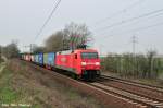 BR 152 Richtung Lehrte kam 152 079-0 samt Containerzug daher (Ahlten 08.04.10)
