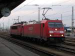 BR 155 185 309-2 steht zur Abfahrt mit 155 261-1 Richtung Guben.
