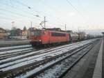 Hier 155 106-2 mit einem Kesselwagenzug nach Stendel, bei der ...