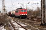 155 096-1 kurz vor dem Bahnhof Priort am 25.2.2010 mit ...
